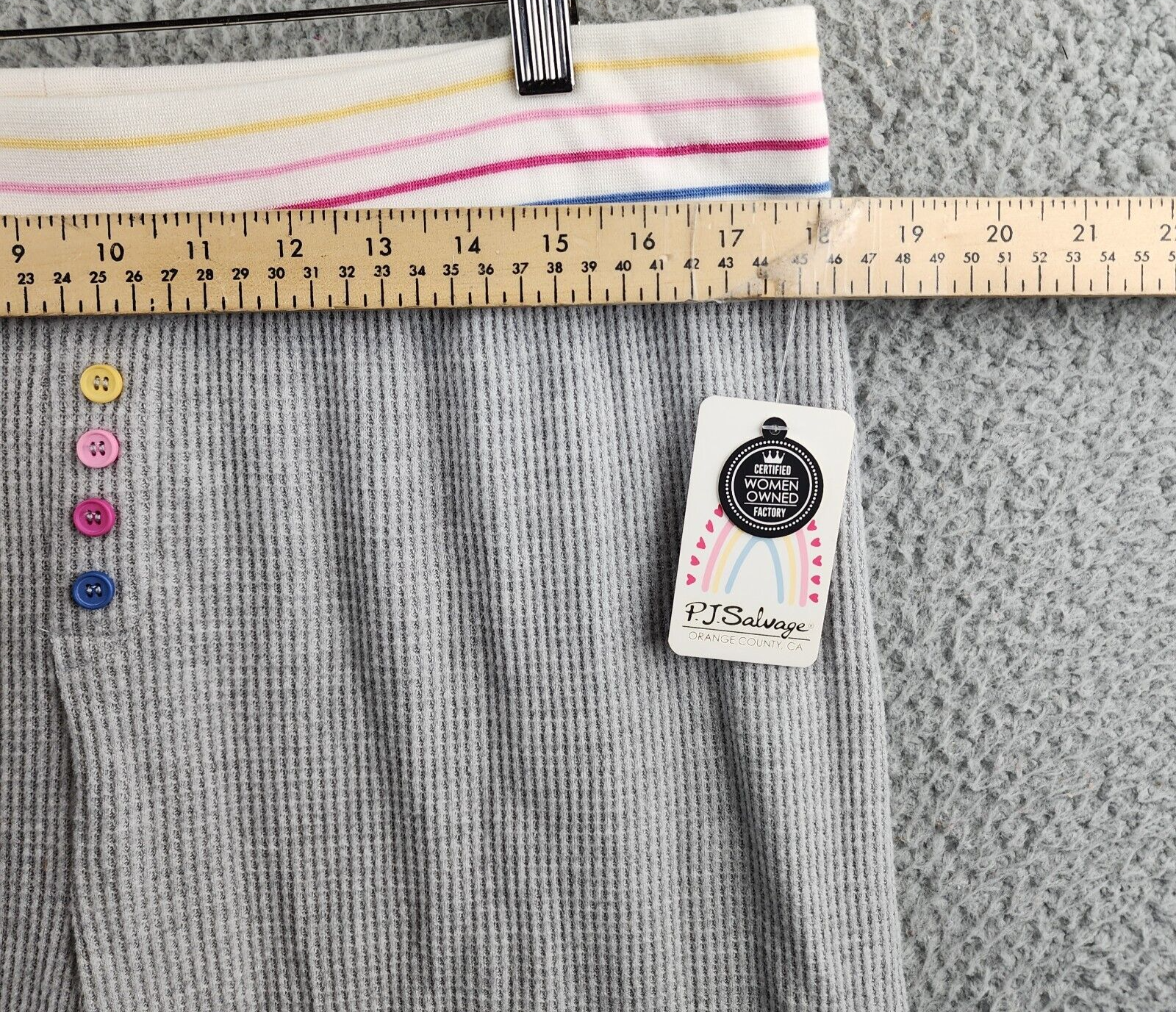 PJ Salvage Cute As A Button Pants Women's XL Gray Heather Waffle Knit Pull On - Picture 7 of 14