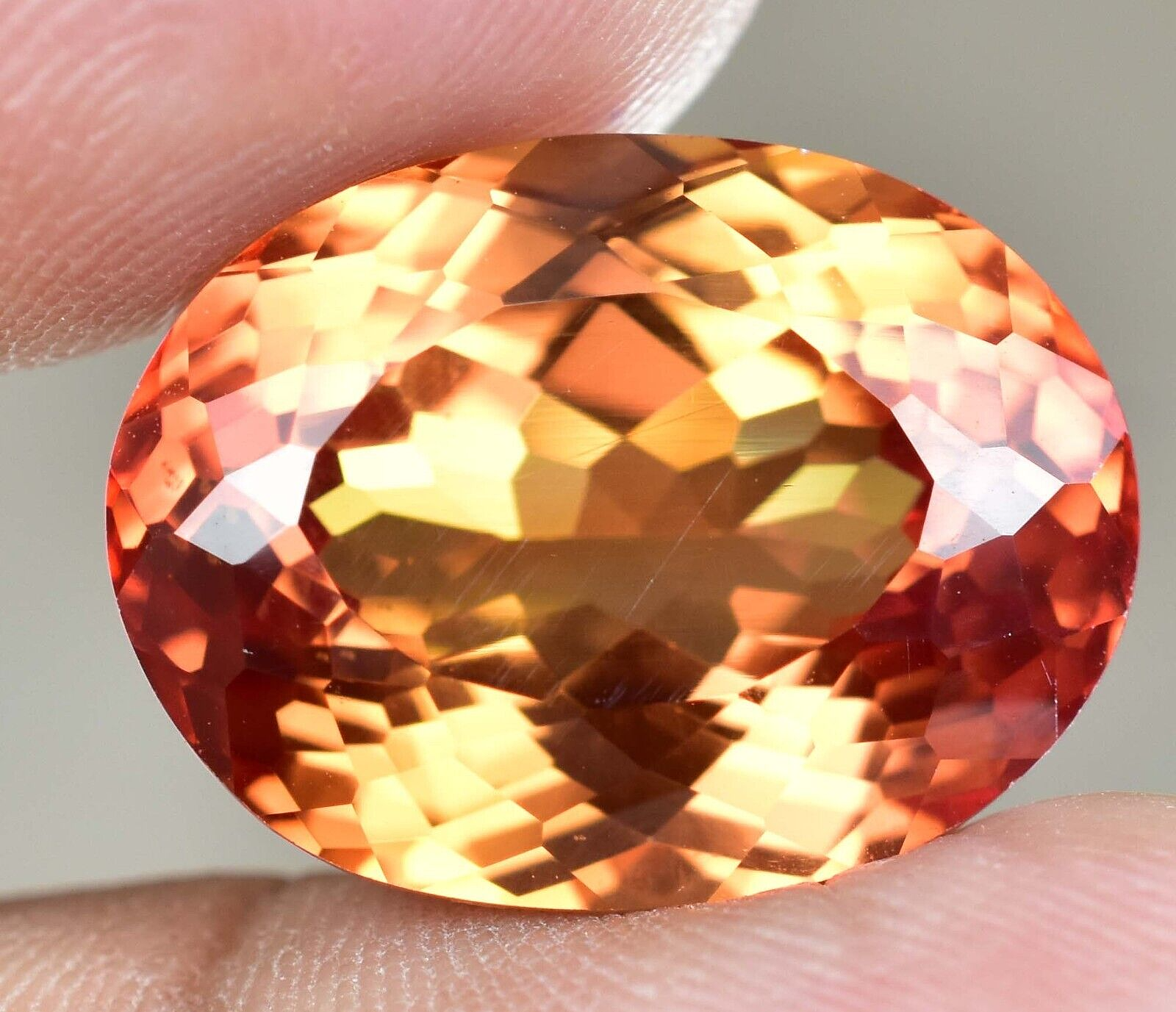 FLAWLESS Natural Imperial Topaz 23.00 Ct Oval Untreated Certified