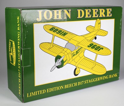 Vintage John Deere Limited Edition Beech D-17 Staggerwing Die Cast Bank
