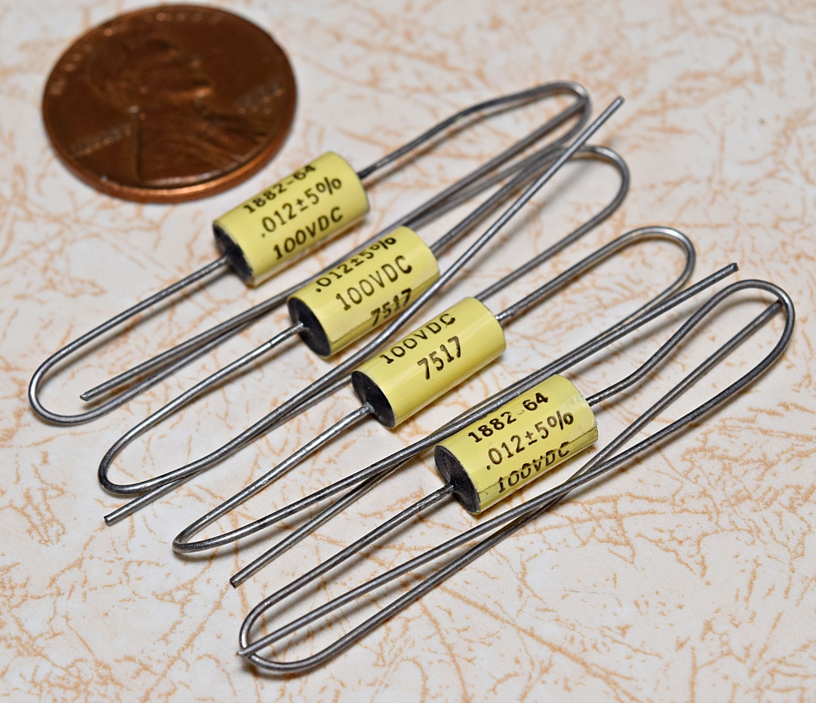 Four .012uf 100V Polyester Film and Foil Capacitors NOS Guitar Tone +/-5%