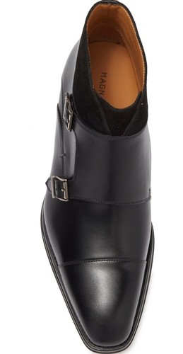 Pre-owned Magnanni Men's Monto Black Leather Monk Strap Boot Size 13