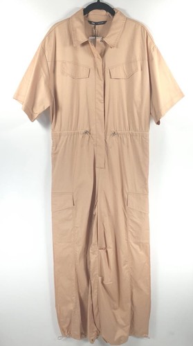 NWT ZARA Shirt-Style CARGO Full Length Oversized Jumpsuit