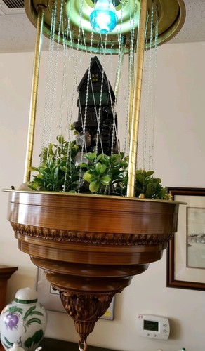 Vintage GRIST MILL Hanging Swag Rain Oil Lamp chandelie 36