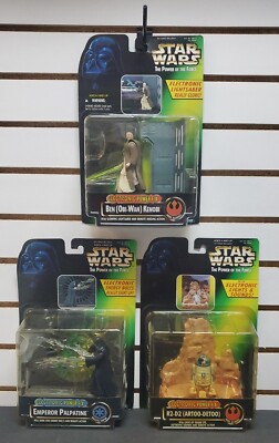 Kenner Star Wars Electronic Power F/X Lot: Obi-Wan, Emperor Palpatine & R2-D2
