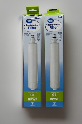 Great Value Refrigerator Filter GVF033 - Fits GE RPWF & Others Listed - Lot Of 2