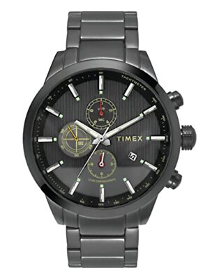Pre-owned Timex E-class Surgical Steel Engage Chronograph Analog Grey Dial Men's Watch-twe