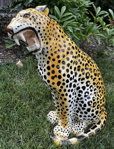 Vtg 1960s Italy Ceramic Leopard Cheetah 22” Statues Figurine