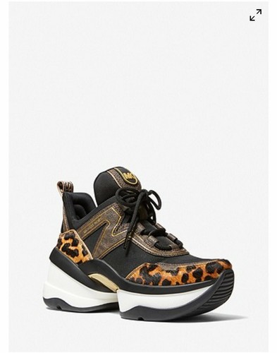 Pre-owned Michael Kors Women's Olympia Cheetah Haircalf Butterscotch