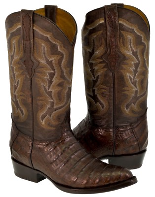 Pre-owned Cowboy Professional Western Dress Leather Cowboy Boots Genuine Crocodile Belly Skin J Toe Brown