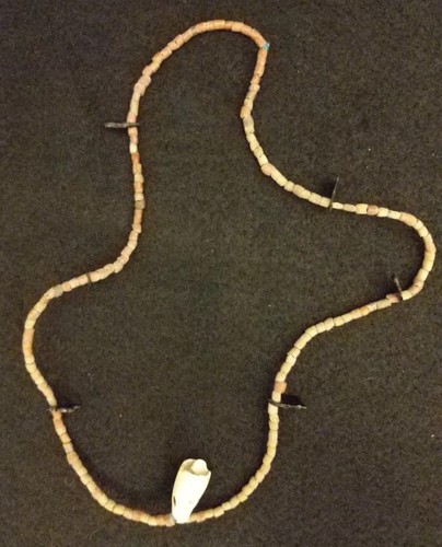 Ancient Pre Columbian Obsidian Stone Bead Necklace