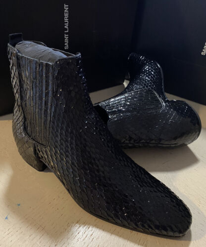 Pre-owned Saint Laurent $1995  Men Snake Leather Boots Shoes Black 9 Us / 42 Eu Italy