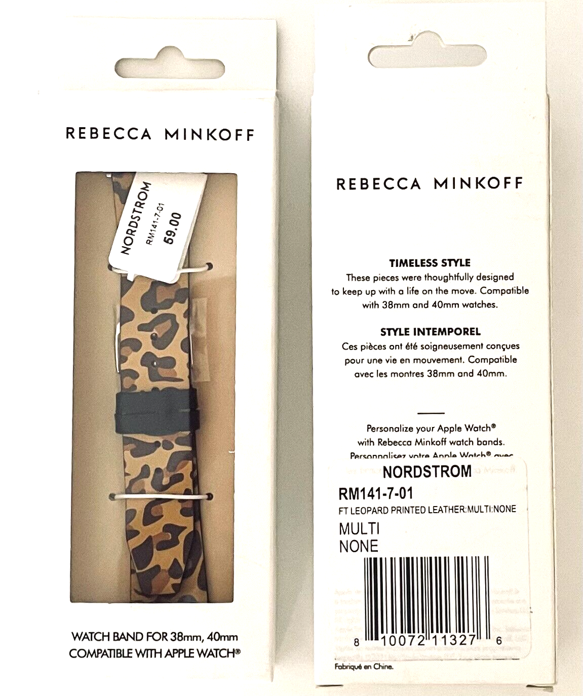 Rebecca Minkoff Leopard Print Leather Apple Watch Band for 38mm
