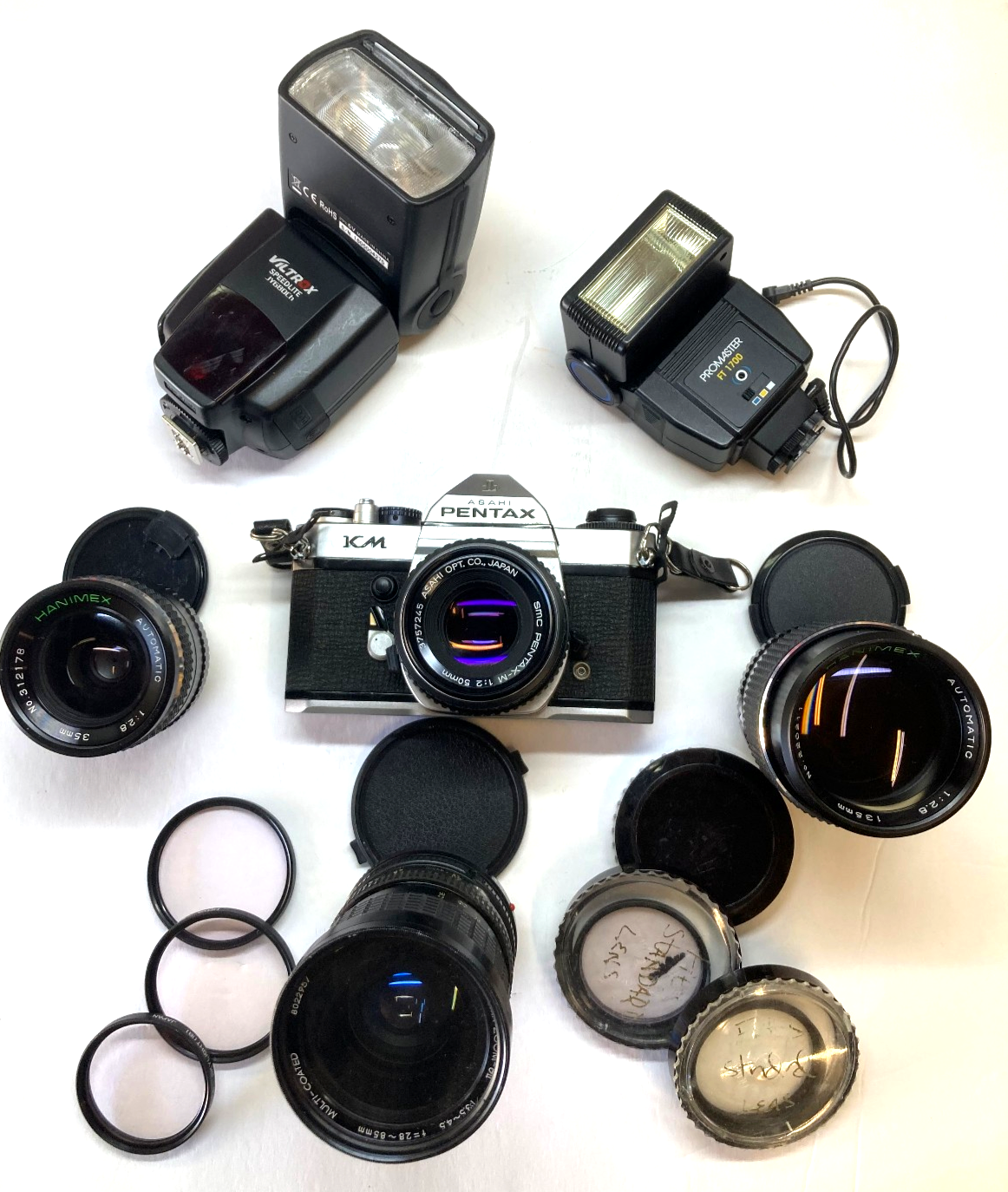 Pentax Asahi KM Camera Bundle, 16 Pc - 4-Lens, 2-Flash, Filters