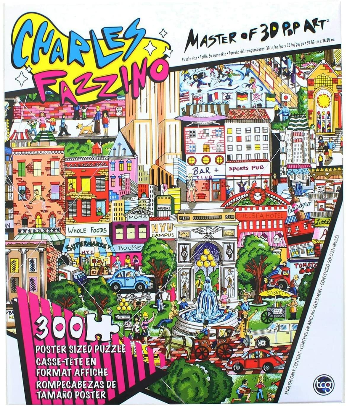 新品未開封 プレミア CHARLES FAZZINO 2000ピースパズル TCG Toys Charles Fazzino Under The Paris Sky 300 Piece