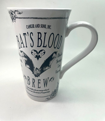 Halloween Apothecary  Bat s Blood Brew Latte Mug 18oz Gothic Vintage Label B59
