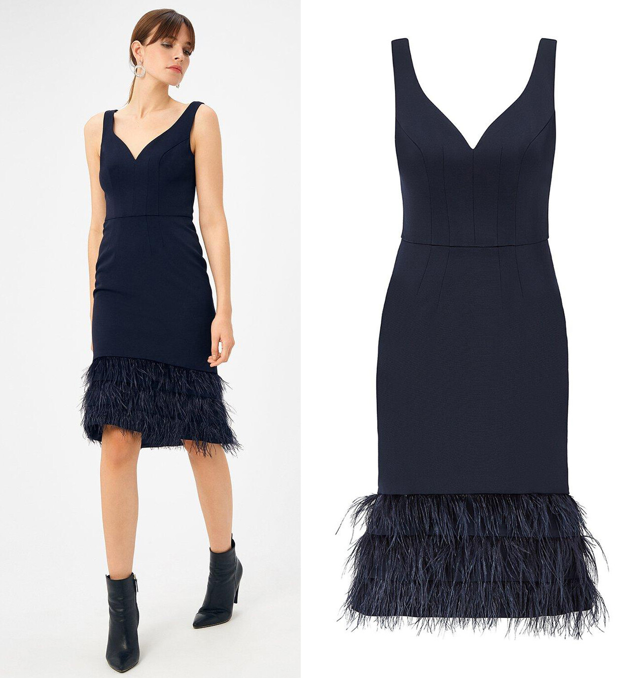 coast black feather dress