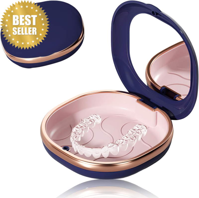 ® Slim Retainer & Aligner Case with Mirror – Portable Mouth Guard Holder with Si
