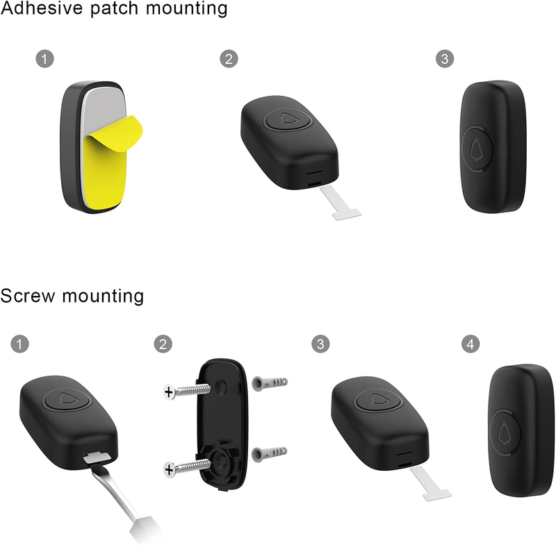 Wireless Doorbell, Easy Installation, Waterproof, Adjustable Volume, 58 Chimes,