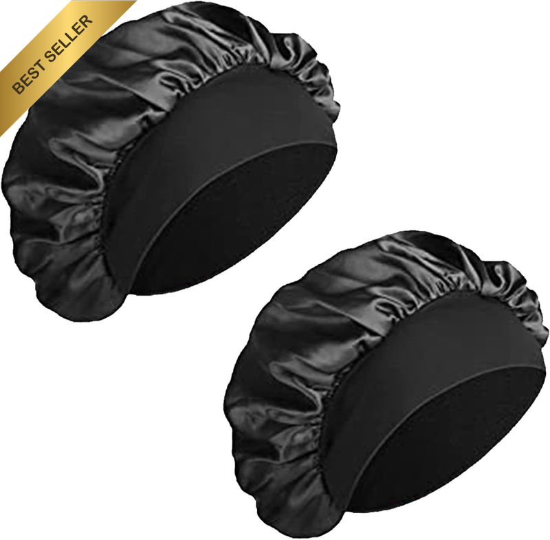 ADMITRY Pack of 2 Satin Hair Bonnet for the Night, Sleep Cap Silk, Soft Silk Hoo