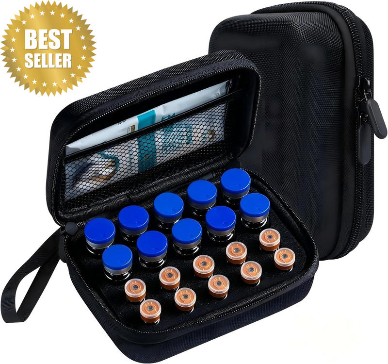 Peptide Case for Fridge & Travel, 20 Vials Holder, Fits 3Ml 5Ml 10Ml Vials