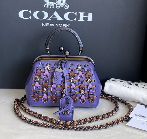 バッグ Coach Suede Accessory Pouch Bag Purple NEW COACH FINEST PURPLE SUEDE LEATHER CLASSIC ZIP SM PURSE