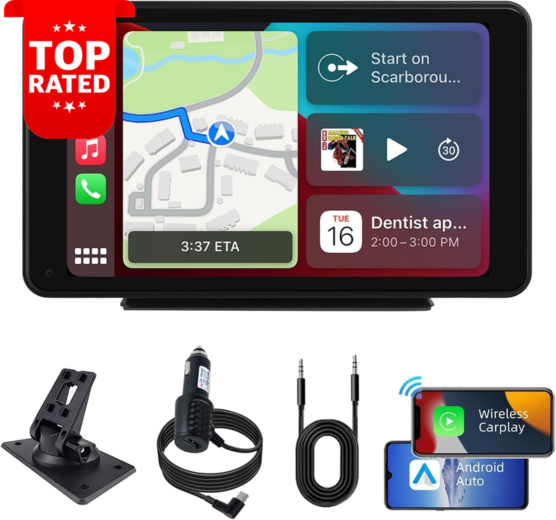 7" Wireless CarPlay Android Auto Multimedia Player HD Touchscreen GPS Bluetooth