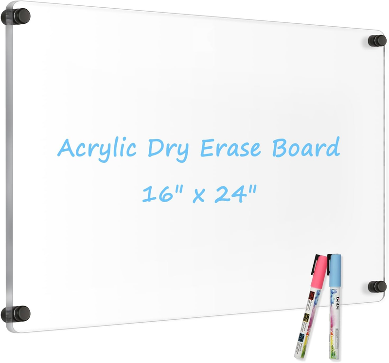 Clear Acrylic Dry Erase Board, 16" X 24" Non-Magnetic Acryli