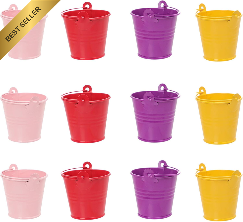 Small Mini Metal Bucket Flower Pot, Table Decoration Bucket Metal for Candy, Col