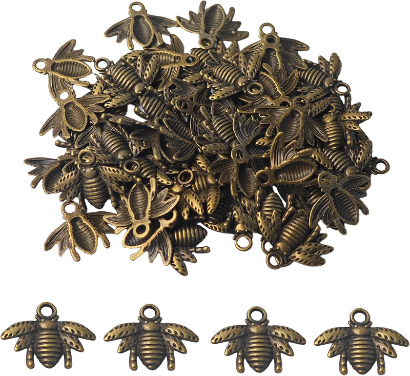 Zinc Alloy Bee Charms for Jewelry Making, Metal Honeybee Pendant Charms Spacer B