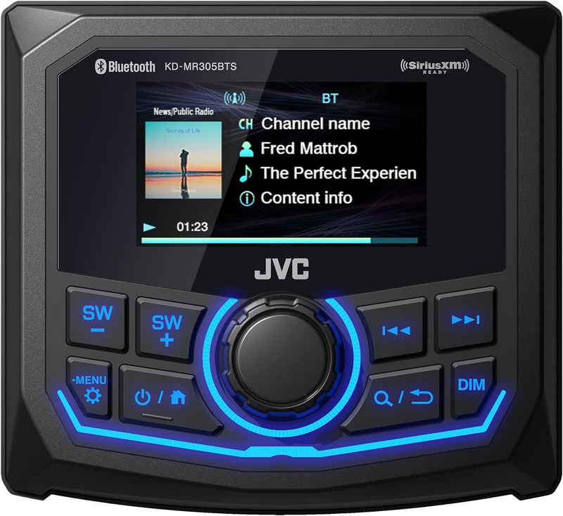 JVC KD-MR305BTS Marine 2.7" Bluetooth Media Player 136w AM F