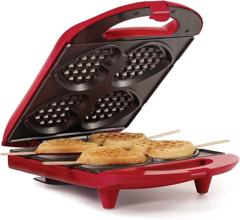 4 Heart Shaped Waffle Maker, Non-Stick Breakfast Belgian Waffles Cake Press Iron