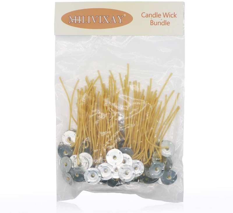 Hemp Candle Wicks Pre-Waxed 100% Natural Beeswax Tabbed for Candle Making 100Pcs