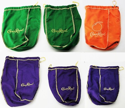 Licensed Crown Royal Green Bags 750 + 1.75 Excellent Condition Lot of 6 Set 