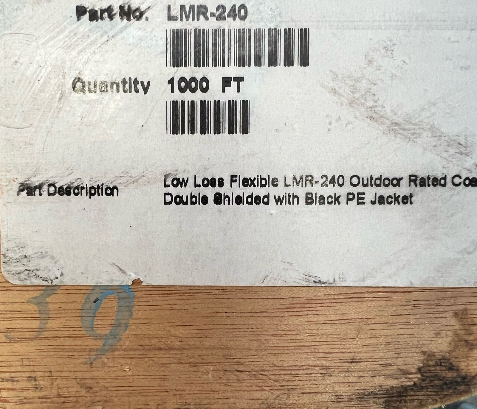 1 x SPOOL 1000FT (300M) TIMES® Microwave LMR240 - LOW LOSS FLEX COAX RF CABLE