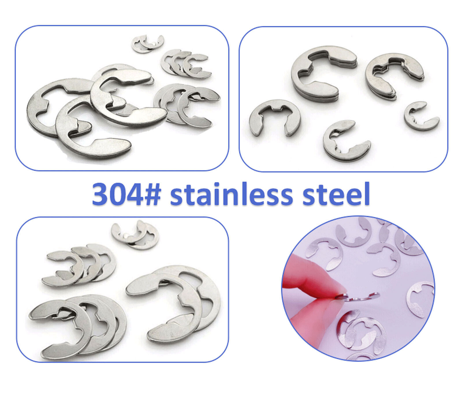 120Pcs E Clips C Circlip Stainless Steel Kit Retaining Ring Assorted 1.5 to 10mm