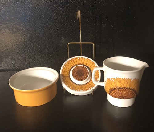 Egersund Norway Solsikke Sunflower Creamer And Sugar Bowl Korulen 73