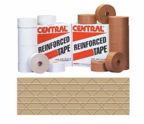 Central Reinforced Gummed Kraft Tape 2.75in 70mm x 375ft Water Activated Paper