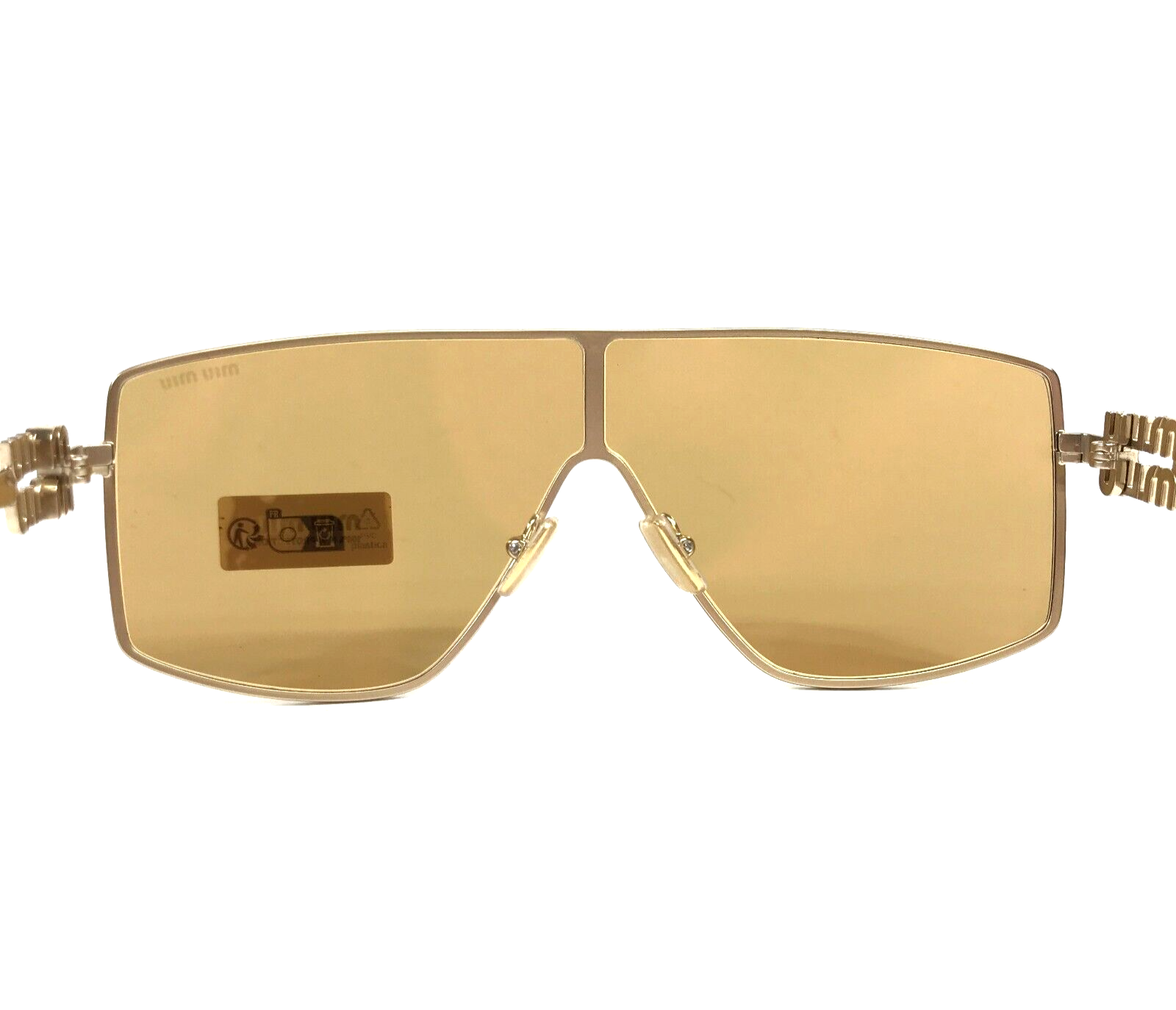Pre-owned Miu Miu Sunglasses Smu51z 5ak-40d Pale Gold Geometric With Orange Mirror Lenses In Multicolor