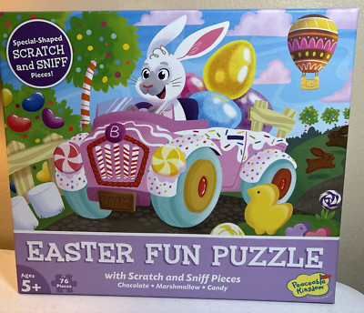 Easter Fun Scratch & Sniff Bunny Puzzle, Peaceable Kingdom, 76 Pieces New