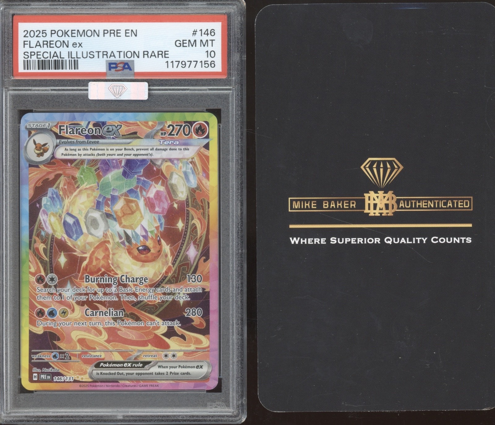 2025 Pokémon Special Illustration Flareon EX Top 15% MBA Silver Gem Mint PSA 10