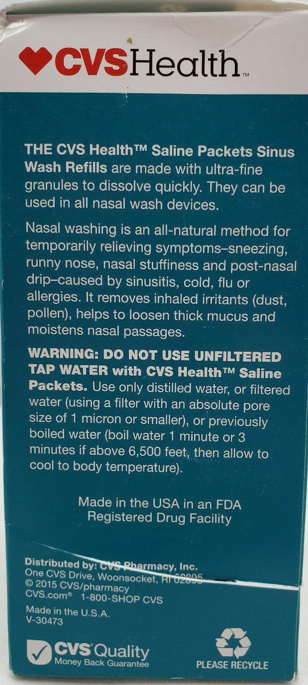 CVS Health INSTANT RELIEF SALINE Packets 100/Box SINUS WASH Refills *5/20 *NEW