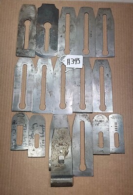 VINTAGE WOOD PLANE ''WORN'' BLADE IRON CUTTER LOT STANLEY SW SWEETHEART MORE H345