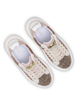 LIU •JO DAMEN SCHUHE SNEAKERS LIU JO MILANO KYLIE06 TX198 SILVER ROSE GLITTER ROSA
