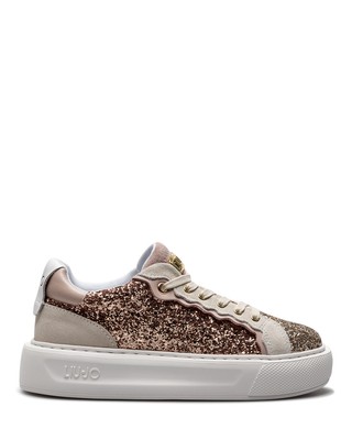 LIU •JO DAMEN SCHUHE SNEAKERS LIU JO MILANO KYLIE06 TX198 SILVER ROSE GLITTER ROSA