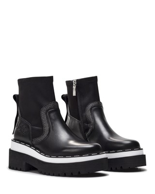 LIU •JO DAMEN SCHUHE STIEFELETTEN LIU JO MILANO PURPLE05 BLACK PX190 LEDER SCHWARZ