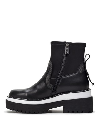 LIU •JO DAMEN SCHUHE STIEFELETTEN LIU JO MILANO PURPLE05 BLACK PX190 LEDER SCHWARZ