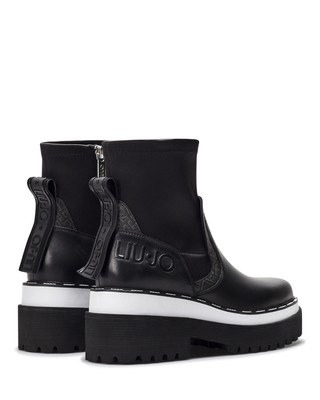 LIU •JO DAMEN SCHUHE STIEFELETTEN LIU JO MILANO PURPLE05 BLACK PX190 LEDER SCHWARZ