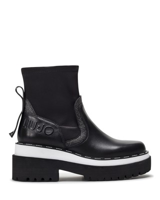 LIU •JO DAMEN SCHUHE STIEFELETTEN LIU JO MILANO PURPLE05 BLACK PX190 LEDER SCHWARZ