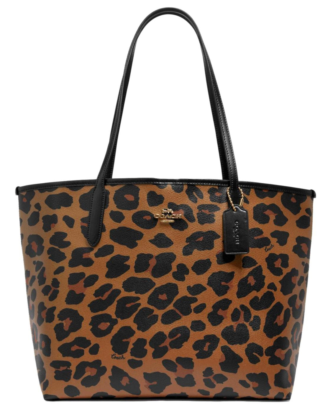 New COACH Leopard Print Large Tote Bag Handbag in