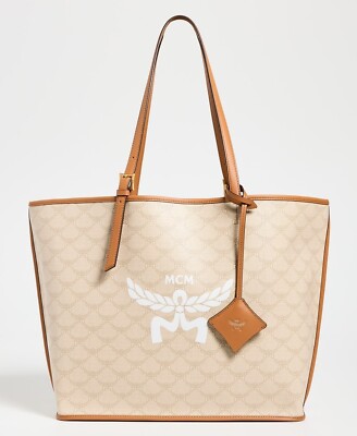 new authentic mcm large reversible liz shopper tote bag cognac 274833589007
